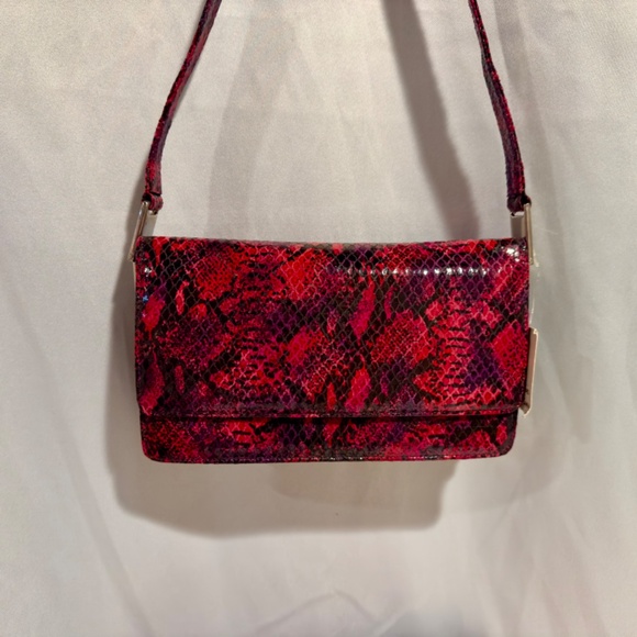 Vintage Fuschia Snakeskin Python Shoulder Bag Purse - Picture 3 of 9